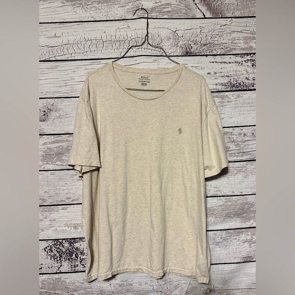 Polo Ralph Lauren Beige Crew Neck T-Shirt Pony Logo Size L